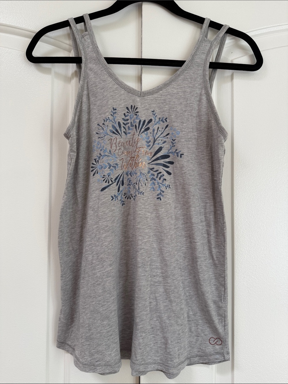 CALIA by Carrie Underwood Gray Floral Graphic Double-Strap Tank